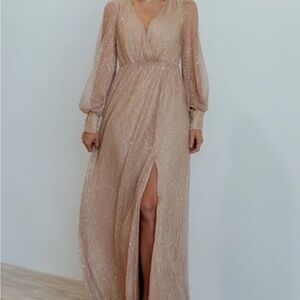 Baltic Born Sparkling Beige Long Sleeve Dress